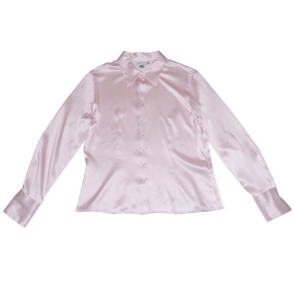 Casual Corner Tops - Vintage Light Pink 100% Silk Blouse sz 12